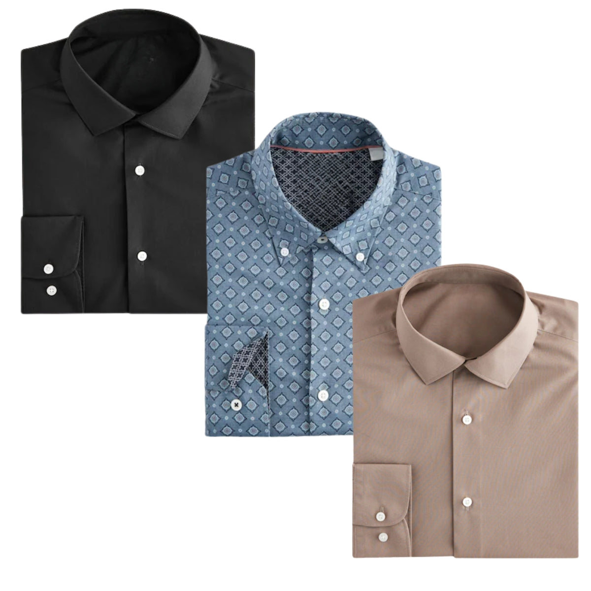 Office Essentials: 3-Pack Premium Cotton Formal Shirts – Tailored Fit, Full Sleeves & Pockets (FS-32 )