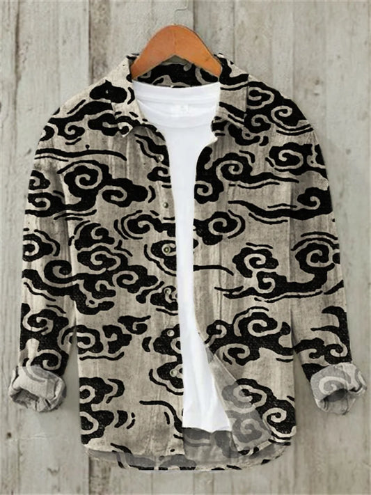 Clouds Japanese Lino Art Linen Blend Shirt