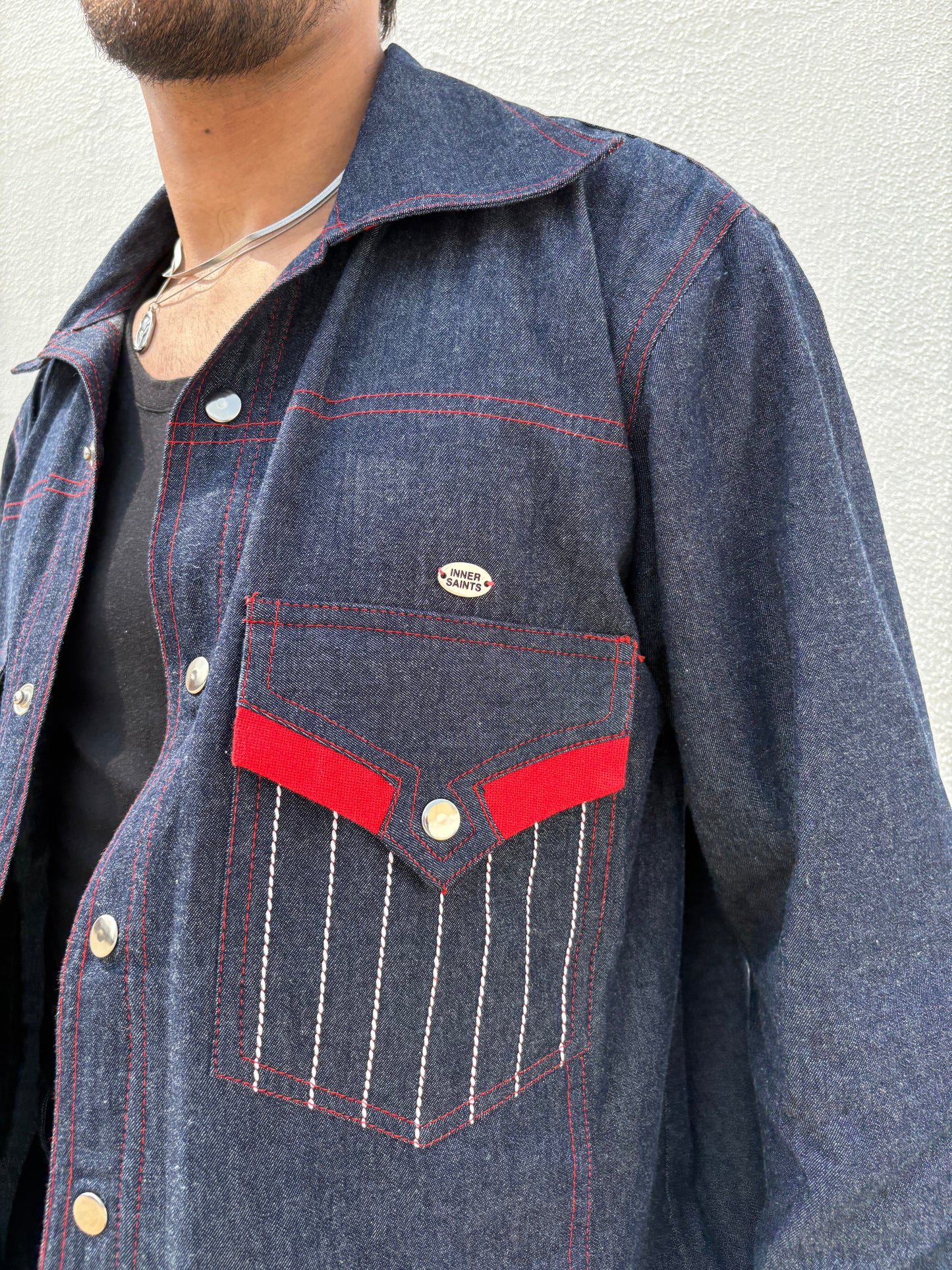 Blue Red Denim Jacket & Pants set