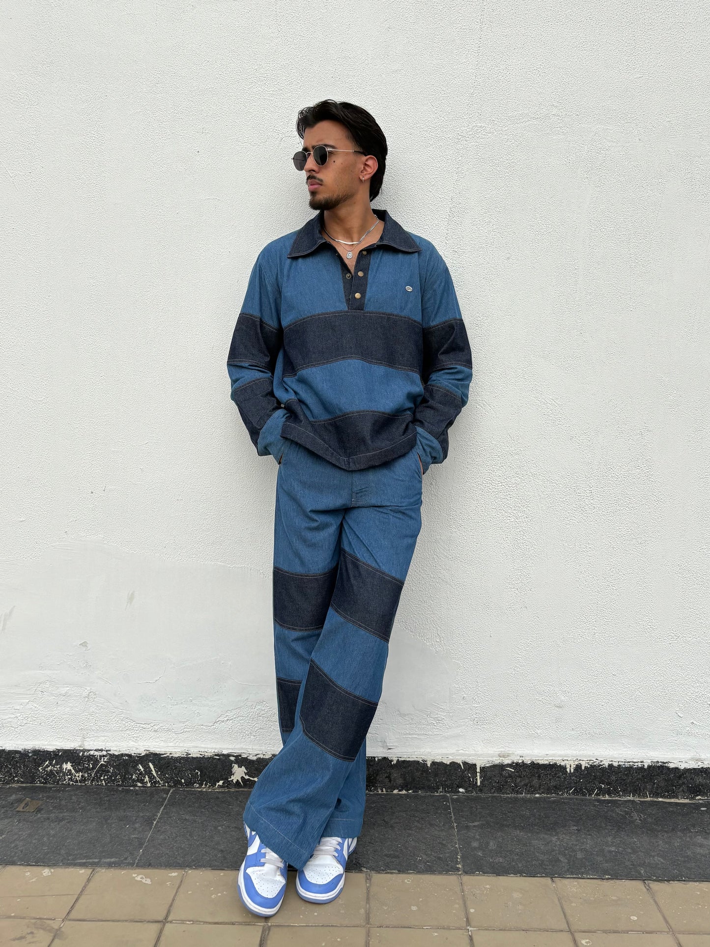 Denim Patchwork Shirt & pants set