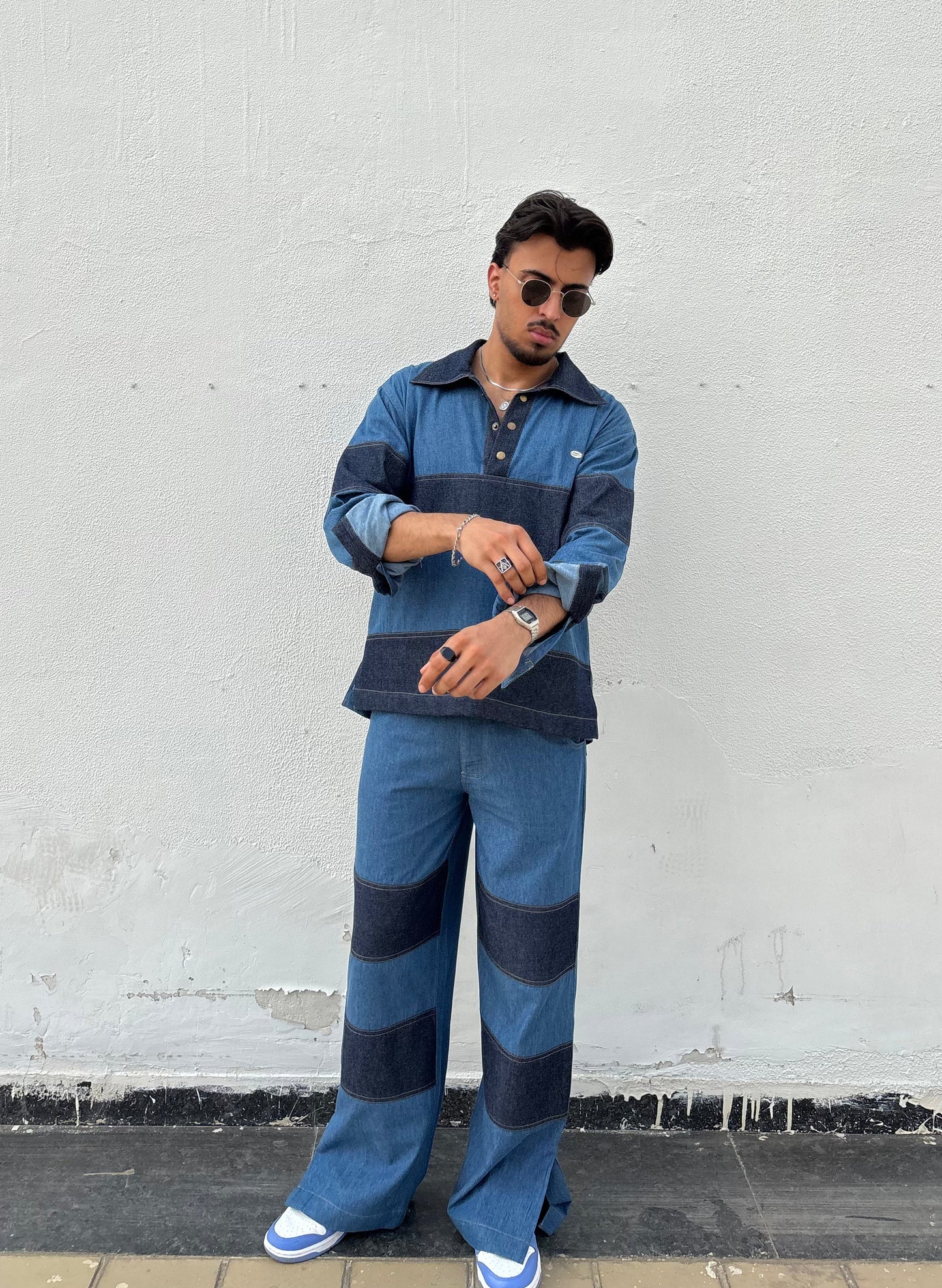 Denim Patchwork Shirt & pants set