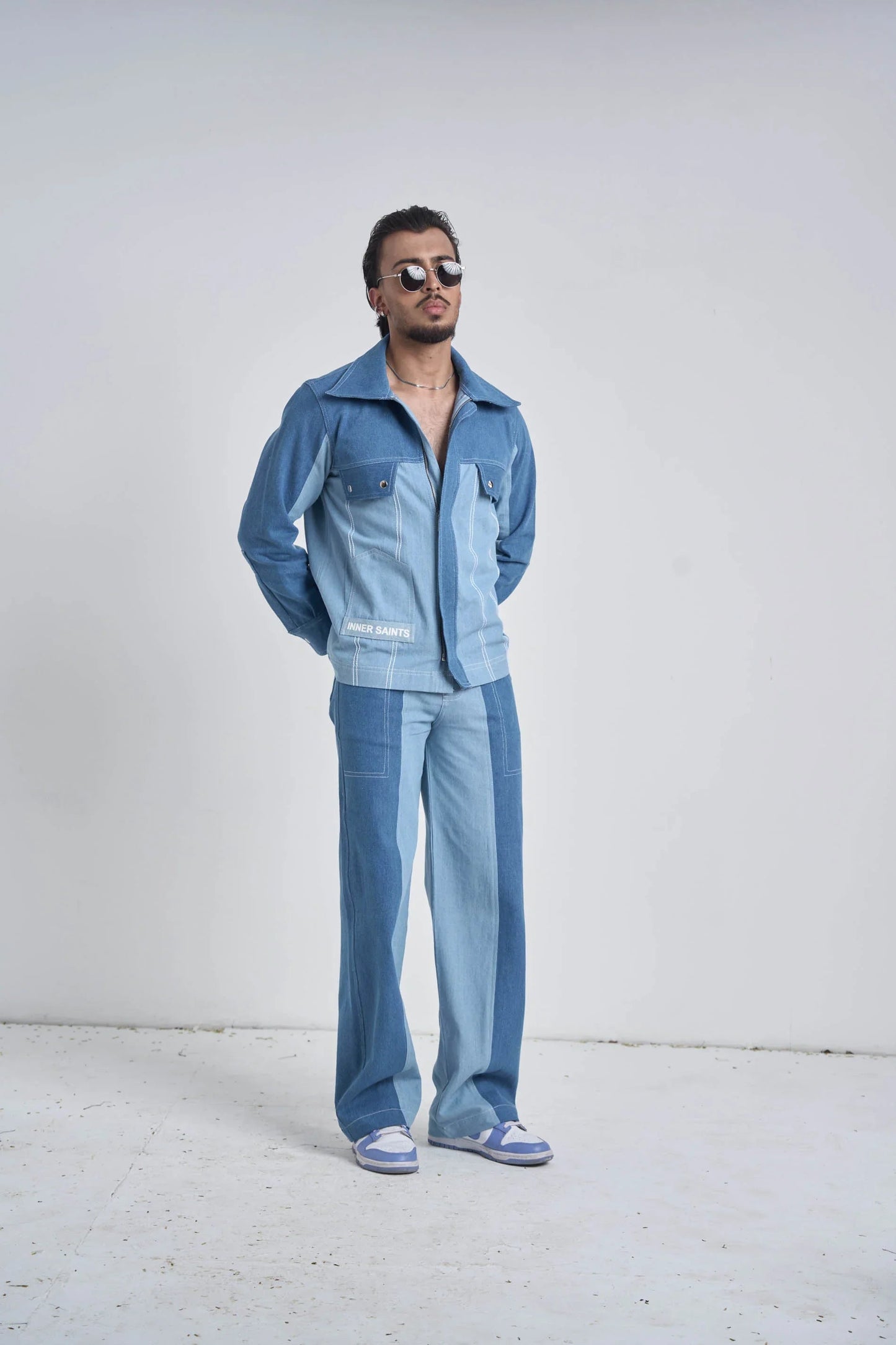 Men Twin Tone Denim Set
