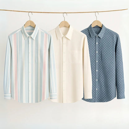 Office Essentials: 3-Pack Premium Cotton Formal Shirts – Tailored Fit, Full Sleeves & Pockets (FS-31 )