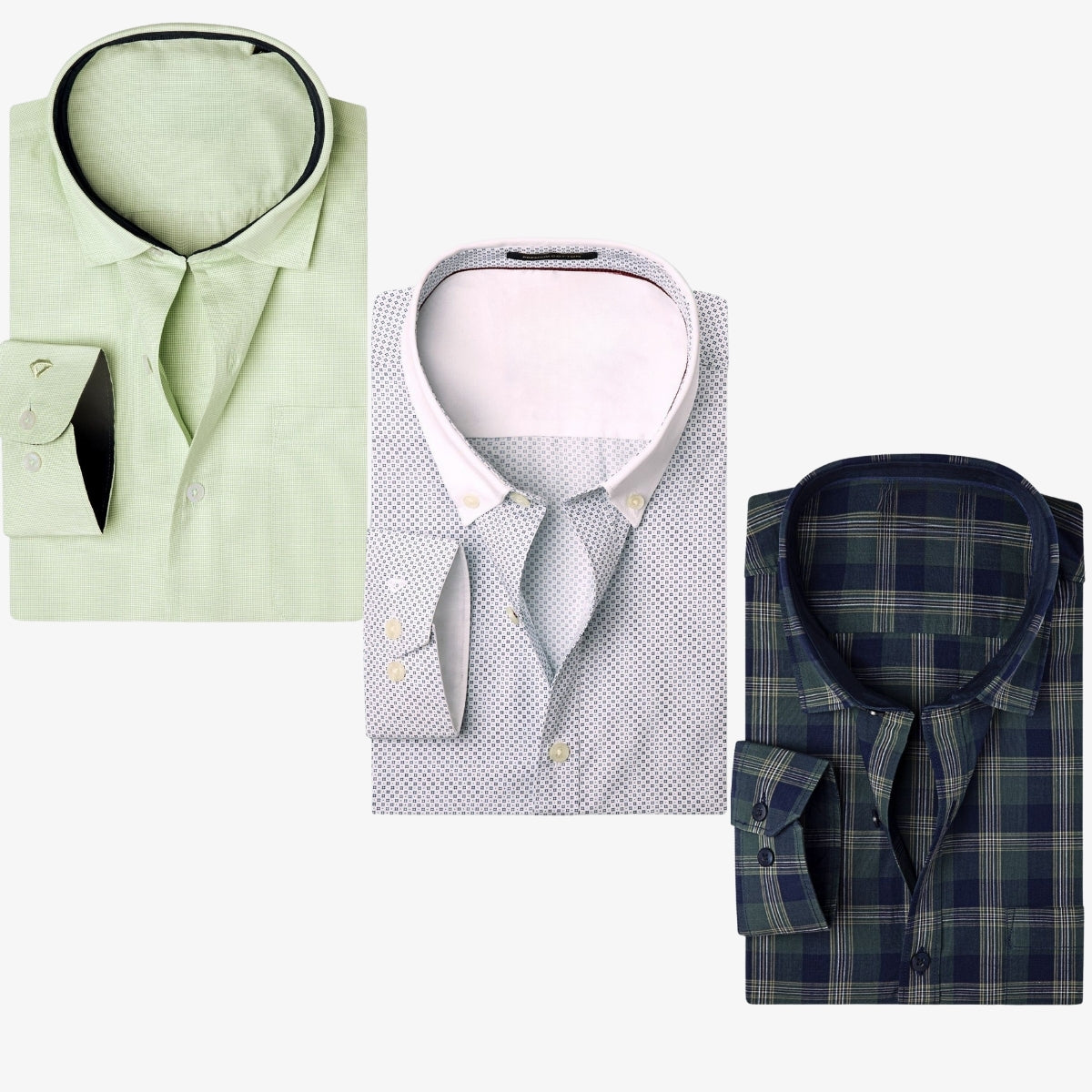 Combo Pack of 3 Men’s Formal Shirts – Stylish & Versatile Collection (Half & Full Sleeves, With/Without Pockets) (FS-52)