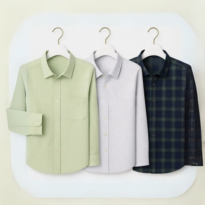 Combo Pack of 3 Men’s Formal Shirts – Stylish & Versatile Collection (Half & Full Sleeves, With/Without Pockets) (FS-52)