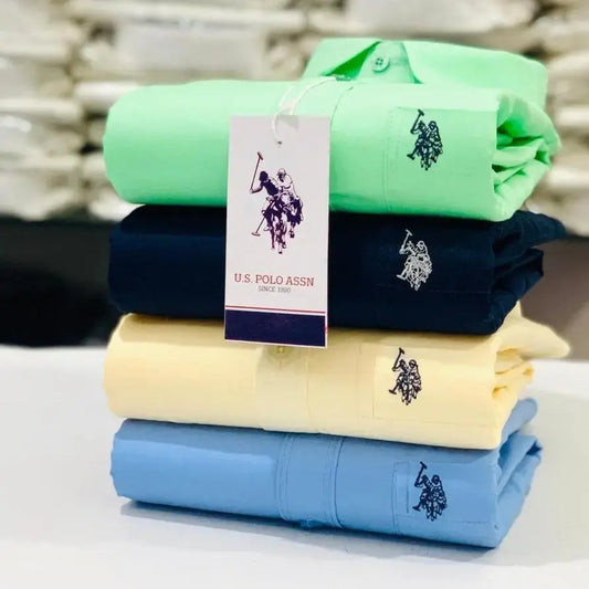US POLO 4 Plain Shirts Combo Set – Premium Quality for Every Season