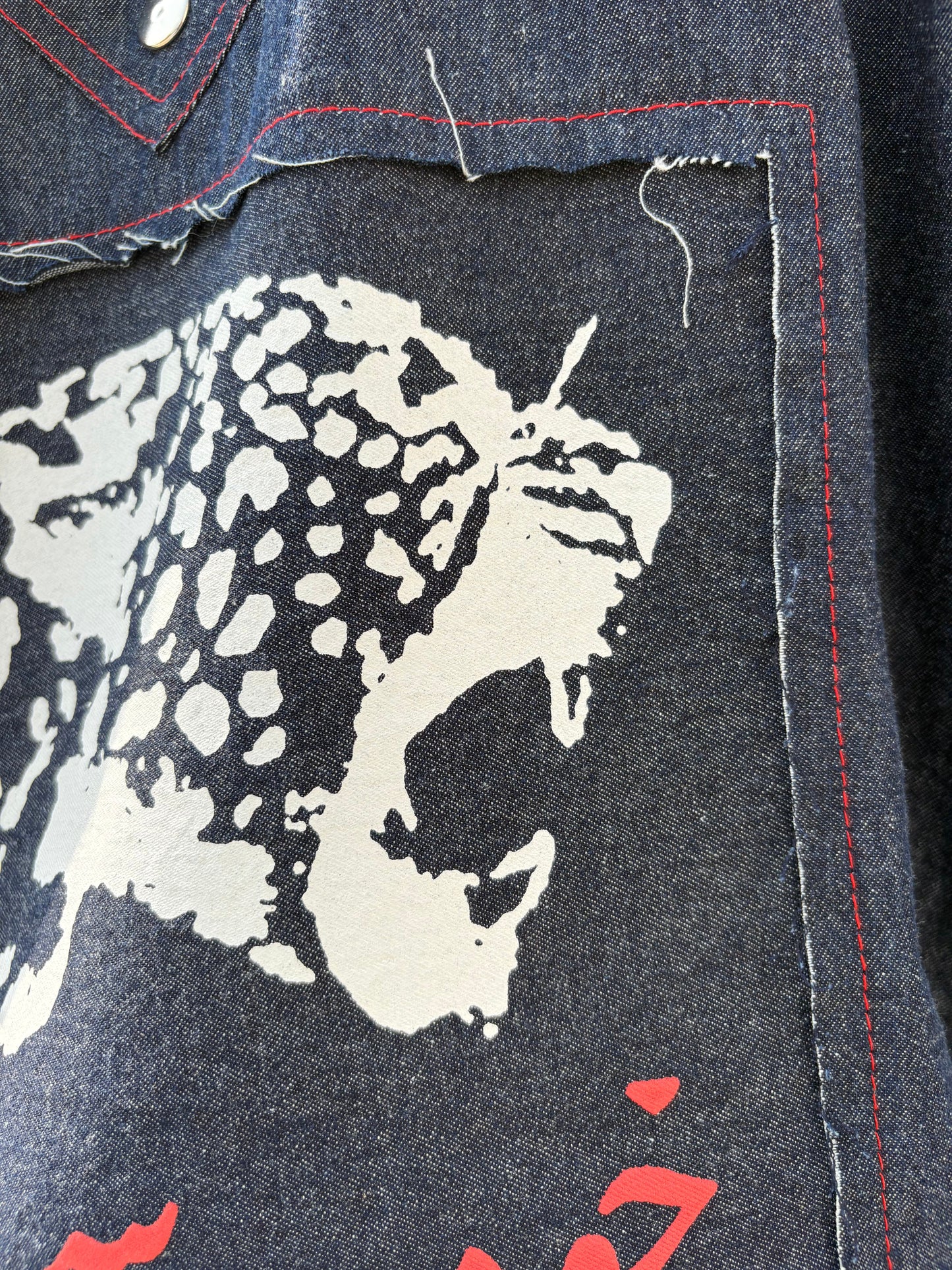 Blue Red Denim Jacket & Pants set