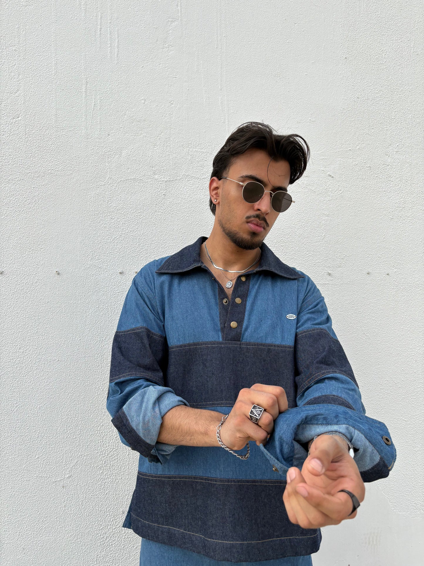 Denim Patchwork Shirt & pants set