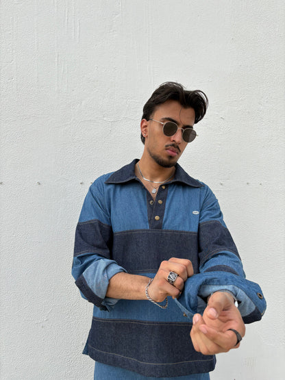 Denim Patchwork Shirt & pants set