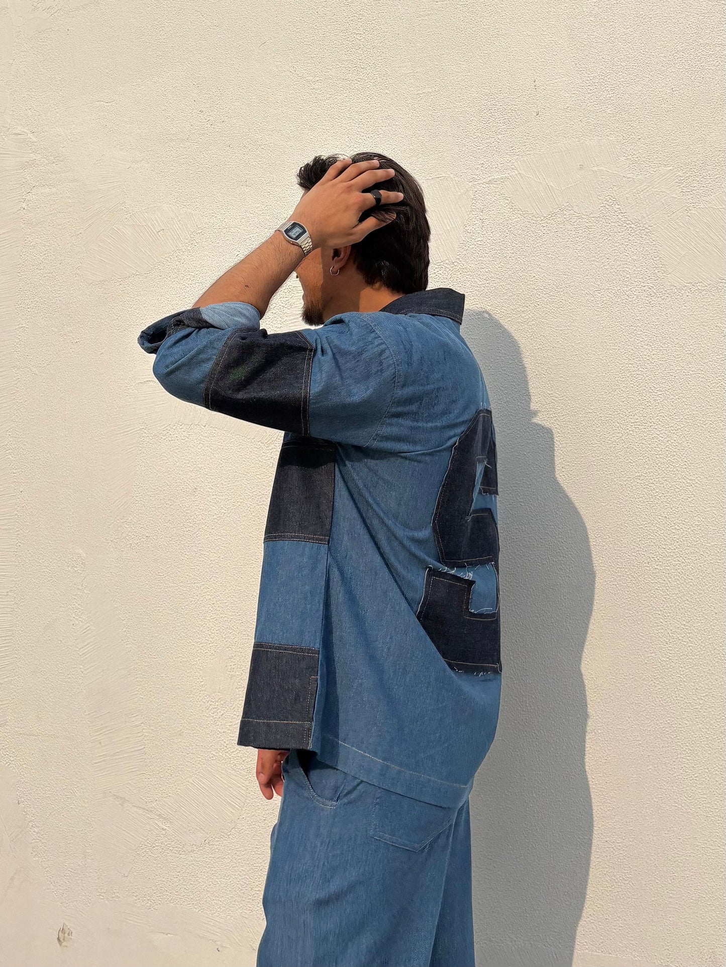 Denim Patchwork Shirt & pants set