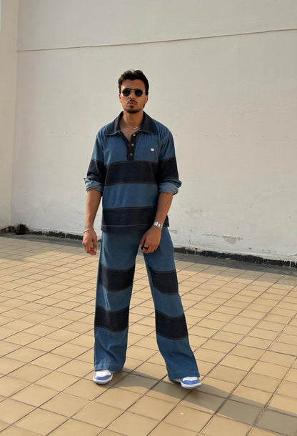 Denim Patchwork Shirt & pants set