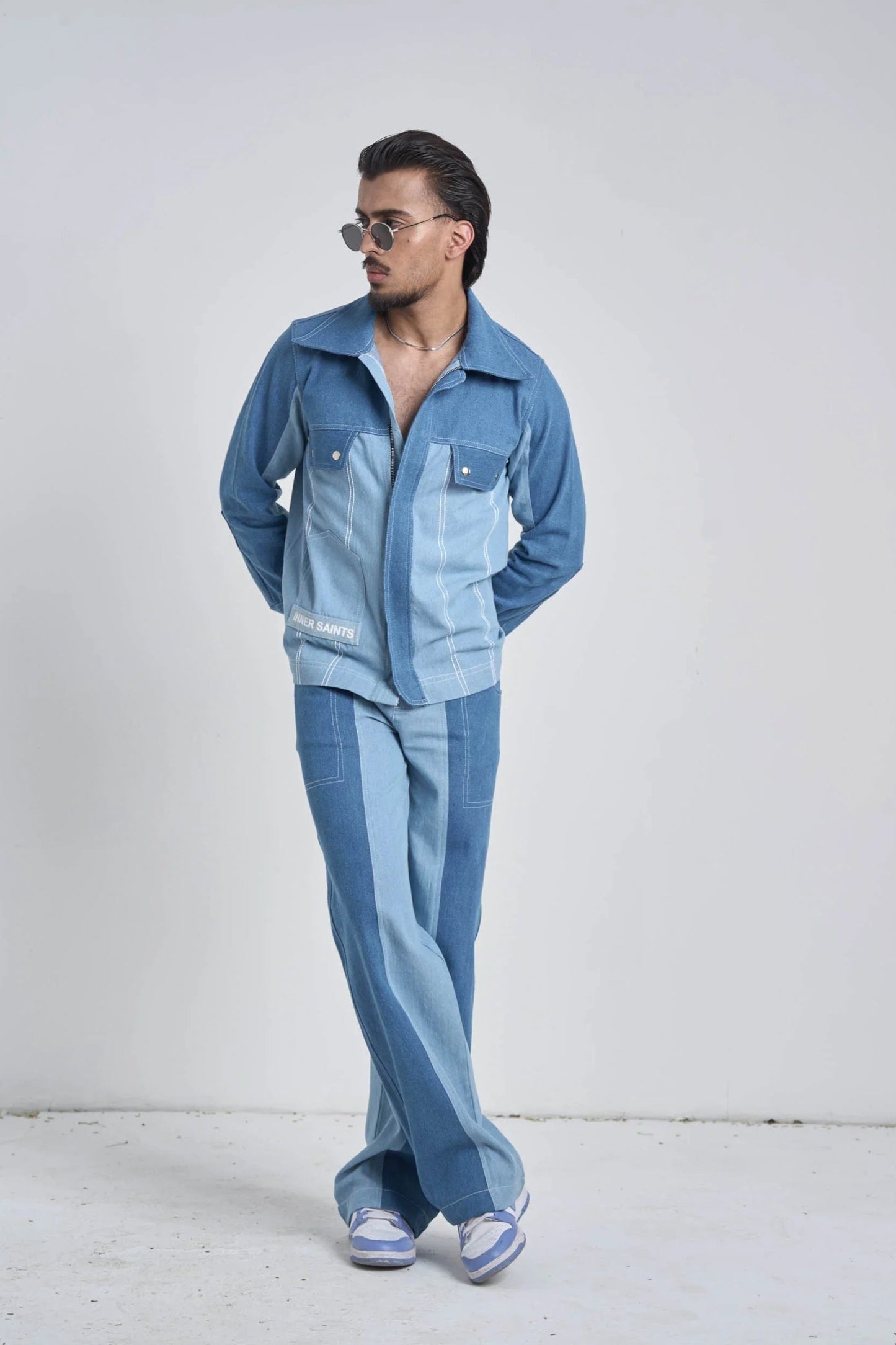 Men Twin Tone Denim Set