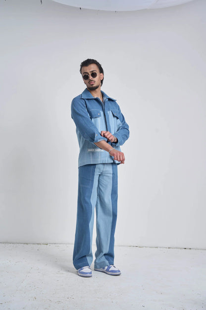 Men Twin Tone Denim Set