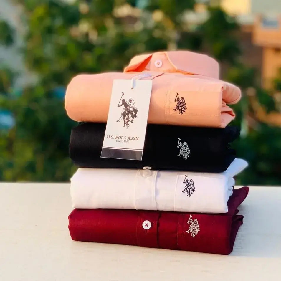 Upgrade Your Look with US POLO 4-Piece Plain Shirts Combo