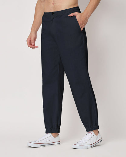 Combo: Olive Green & Midnight Blue Jog Men's Pants - Set of 2