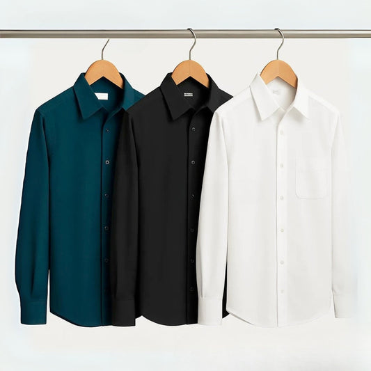 Shirt Happens: 3-Pack Men’s Stylish Formal Shirts – 100% Cotton, Full Sleeves with Pockets (FS-81)