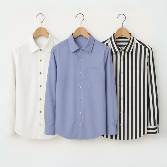 Shirt Happens: 3-Pack Men’s Stylish Formal Shirts – 100% Cotton, Full Sleeves with Pockets (FS-76)